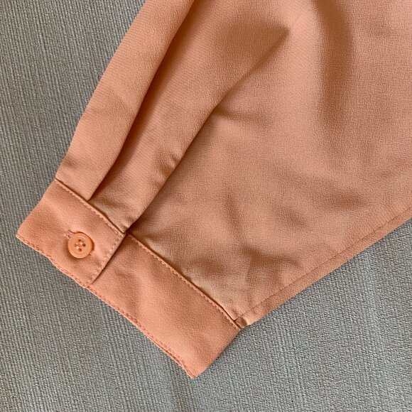 Vintage Peach Long Sleeve Blouse Western Coastal Grandma Academia Romantic Boho - Picture 7 of 11